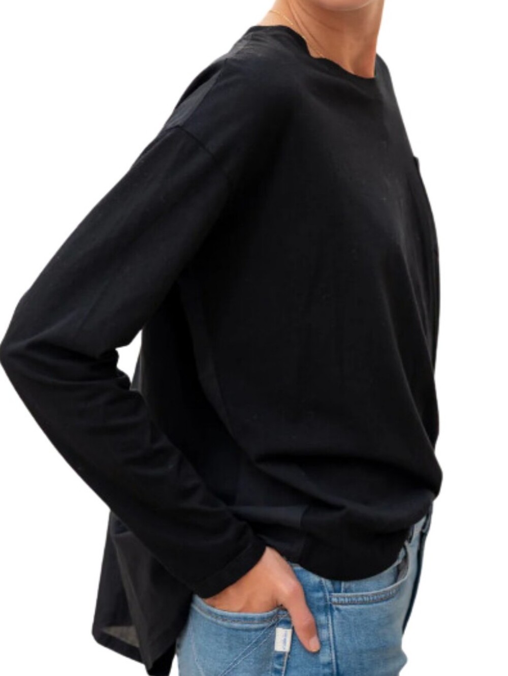 Mersea Voyageur Crew Neck Long Sleeve Tee Black Small